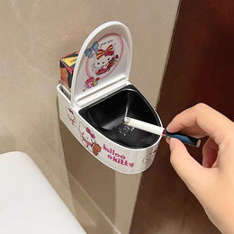 Cute Wall Ashtray with Lid – Anti-Flying Ash Bathroom & Home Use