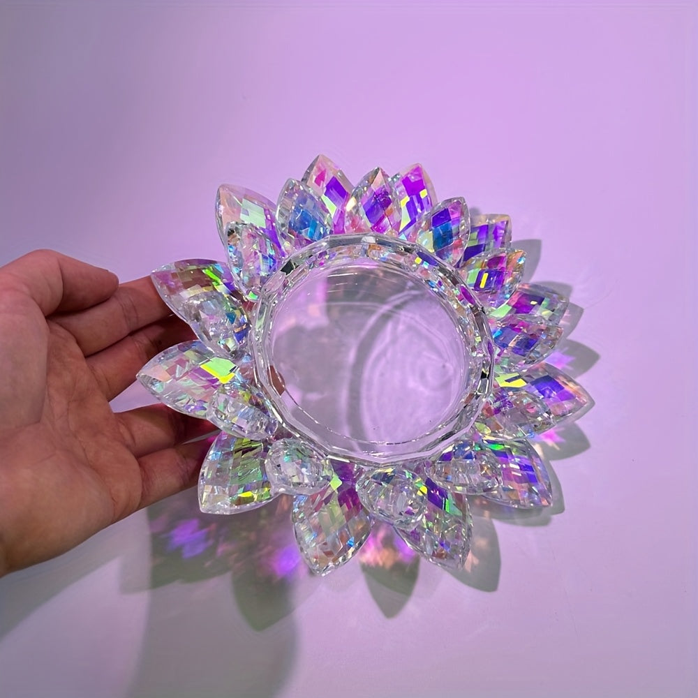 Crystal Lotus Ashtray & Candlestick – Decorative Desktop Piece