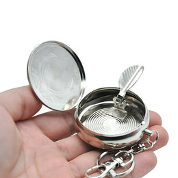 Portable Round Metal Ashtray with Chain – Keychain Pocket Ashtray