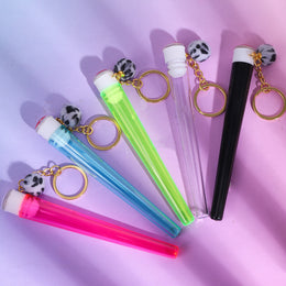 Pom Pom Cone Storage Tube Keychain – Pre-Roll Holder with O-Ring
