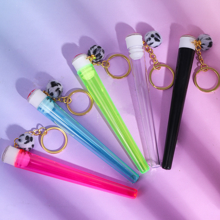 Pom Pom Cone Storage Tube Keychain – Pre-Roll Holder with O-Ring