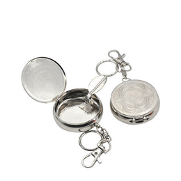 Portable Round Metal Ashtray with Chain – Keychain Pocket Ashtray