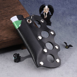 PU Leather Lighter Holder Keychain – Tiger Claw Design Protective Case for BIC J3 / J5