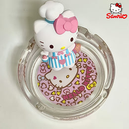 Y2K Cute Cartoon Glass Ashtray – Pink Heart Star Decorative Ash Tray