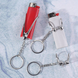 Creative Bra Shape Lighter Holder Keychain for BIC J6 – PU Leather Case