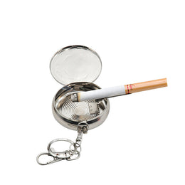 Portable Round Metal Ashtray with Chain – Keychain Pocket Ashtray