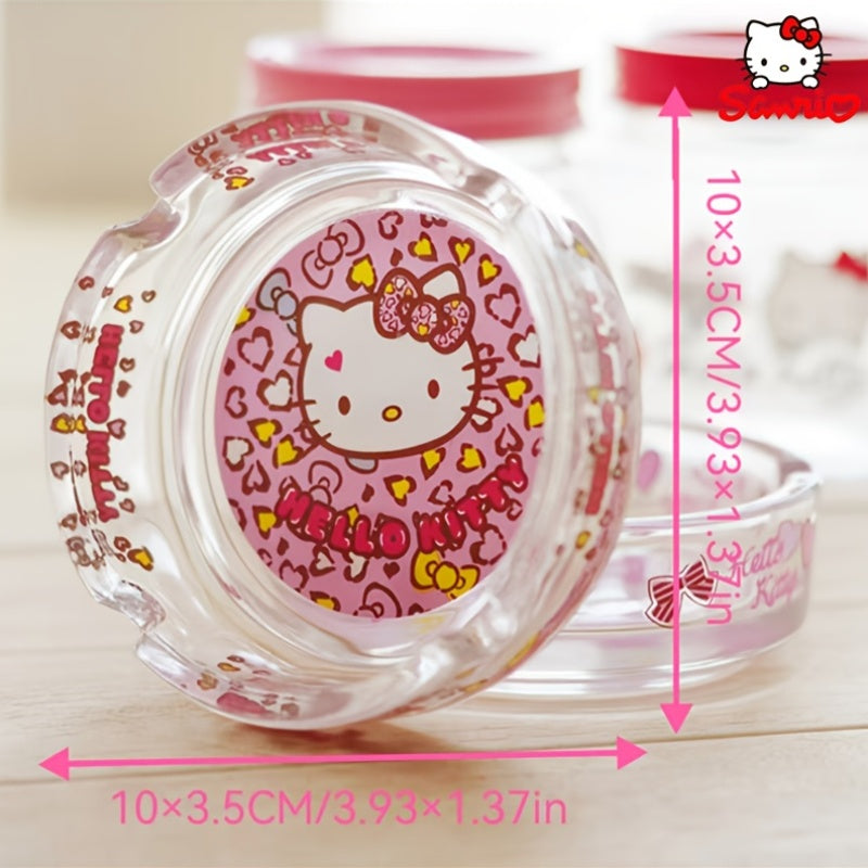 Y2K Cute Cartoon Glass Ashtray – Pink Heart Star Decorative Ash Tray