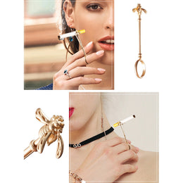 CIGARETTE HOLDER RING METAL BEE
