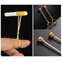 CIGARETTE HOLDER RING METAL SKULL