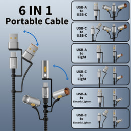 6-in-1 Charging Cable + Lighter