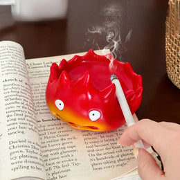 Calcifer Ashtray with Lid – Creative Flame Ashproof Desktop Ash Tray