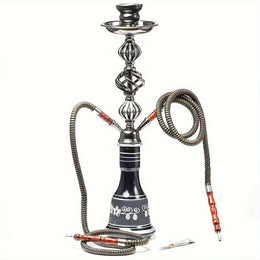 Gomba 21'' Hookah Complete Set Bundle with Flavors and Foil - 2 Hose Shisha Smoking Kit - Includes Accessories