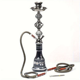 Gomba 21'' Hookah Complete Set Bundle with Flavors and Foil - 2 Hose Shisha Smoking Kit - Includes Accessories