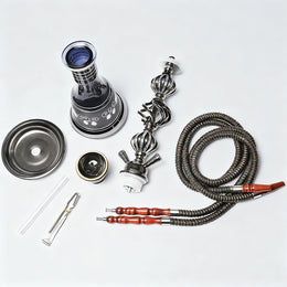 Gomba 21'' Hookah Complete Set Bundle with Flavors and Foil - 2 Hose Shisha Smoking Kit - Includes Accessories