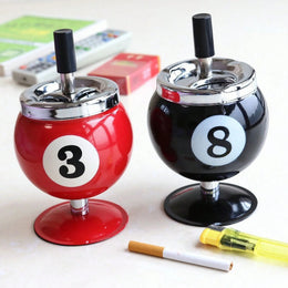 Billiard Metal Ashtray with Lid – Anti-Flying Ash Desktop Ash Tray