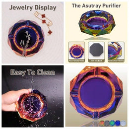 Blue Glass Ashtray – Sparkly Ash Tray for Home & Office