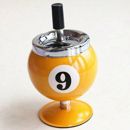 Billiard Metal Ashtray with Lid – Anti-Flying Ash Desktop Ash Tray