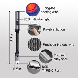 USB-C Cable Lighter – Flameless, Windproof & Rechargeable