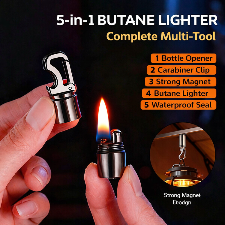 Magnetic Mini Lighter Keychain – Kerosene Flint + Bottle Opener