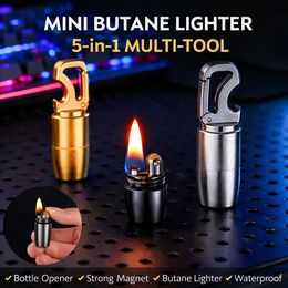 Magnetic Mini Lighter Keychain – Kerosene Flint + Bottle Opener