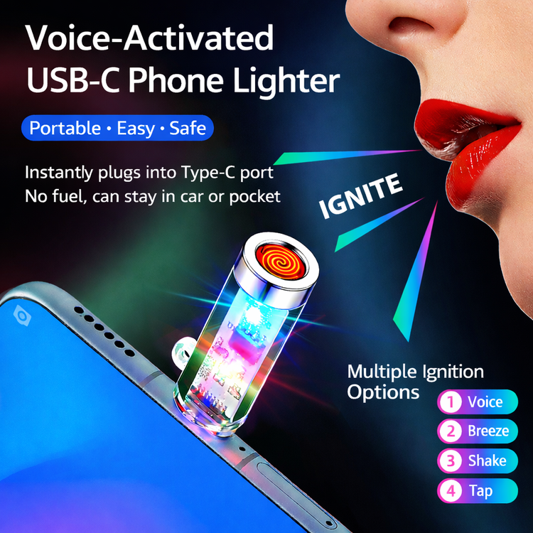 USB-C Mini Electric Lighter – Plug & Use, Flameless & Windproof