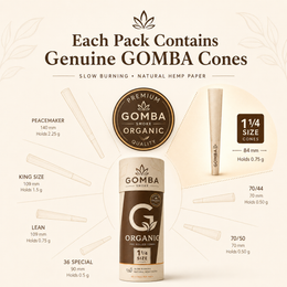 GOMBA Organic Pre-Rolled Cones 1 1/4 Size – 50 Pack