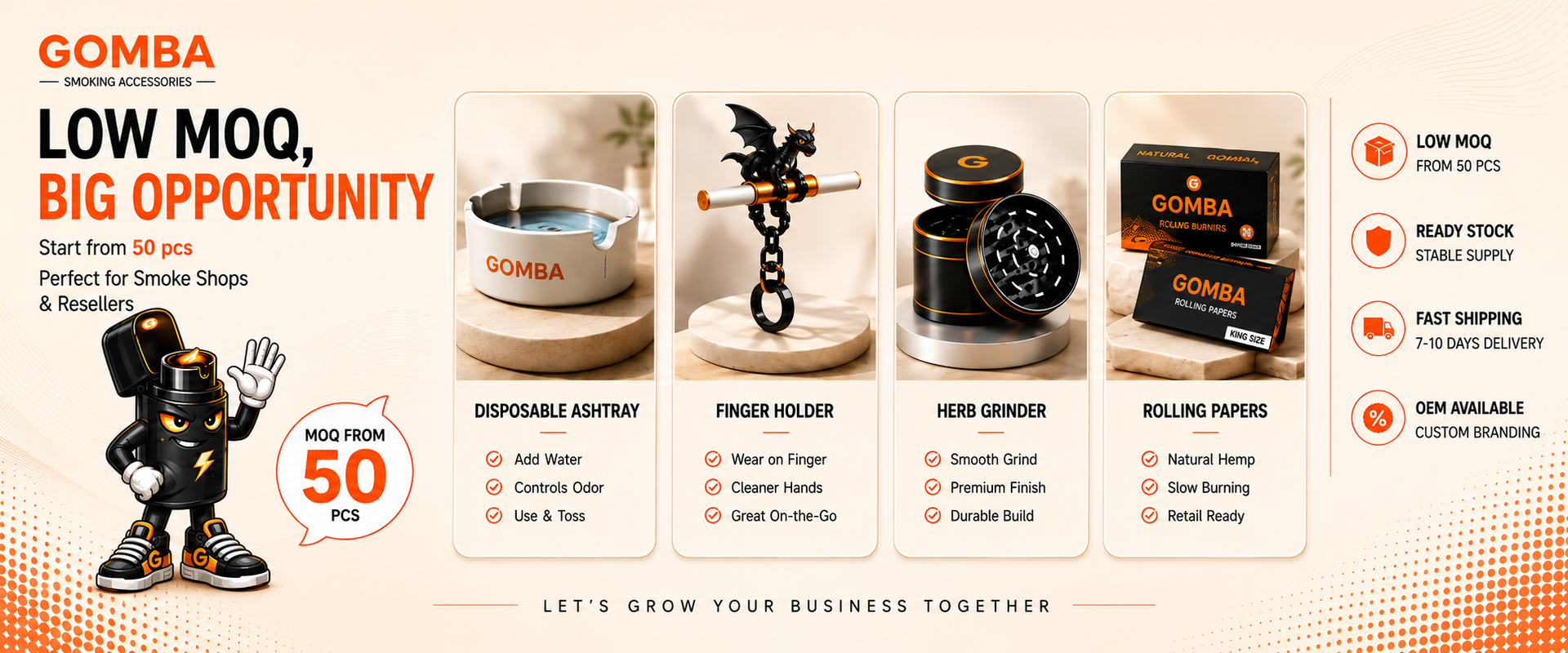 Gombasmoke wholesale smoke accessories banner