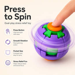 Press-to-Spin Decompression Ball Fidget Toy