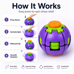 Press-to-Spin Decompression Ball Fidget Toy